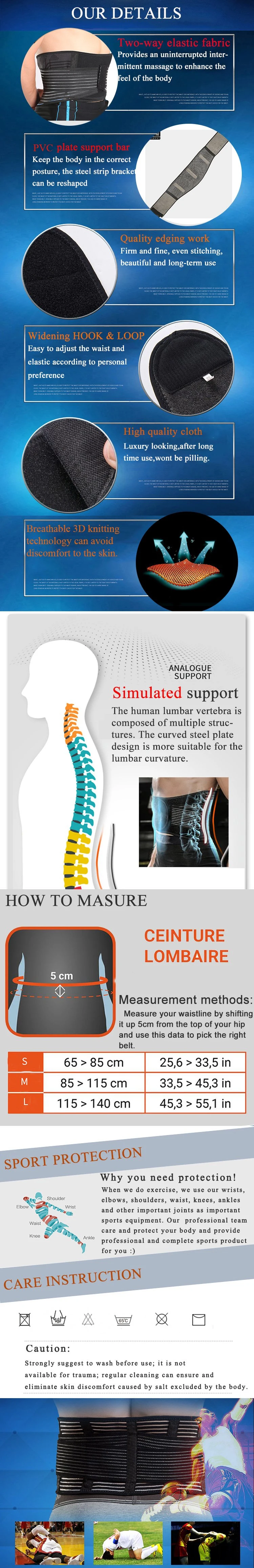 Factory Direct Sale Waist Support Brace Lumbar Waist Support Waist Support Fitness Safety Unisex