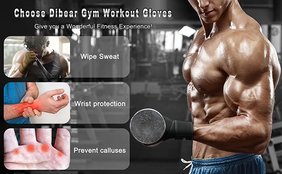 Dibear Fingerless Weight Lifting Workout Gloves for Gym Women Men