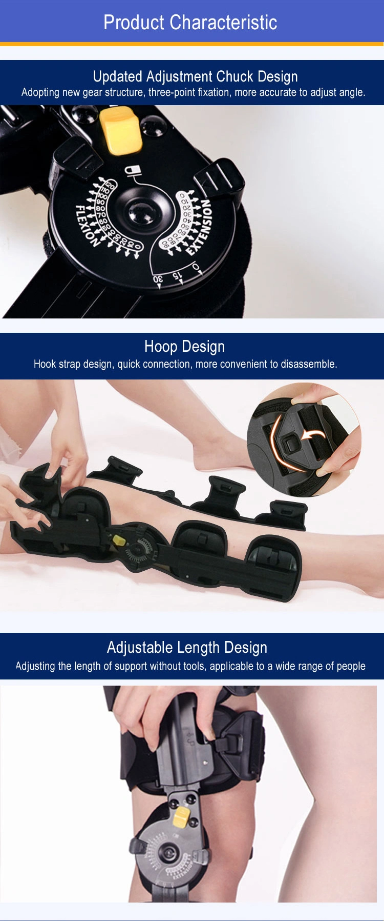 Durable Orthopedic Products Knee Braces Hinge Angle Adjustable Knee Hinges Brace